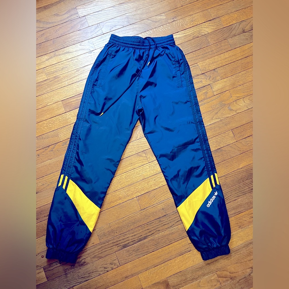 Adidas Blue & Yellow Nylon Track pants.